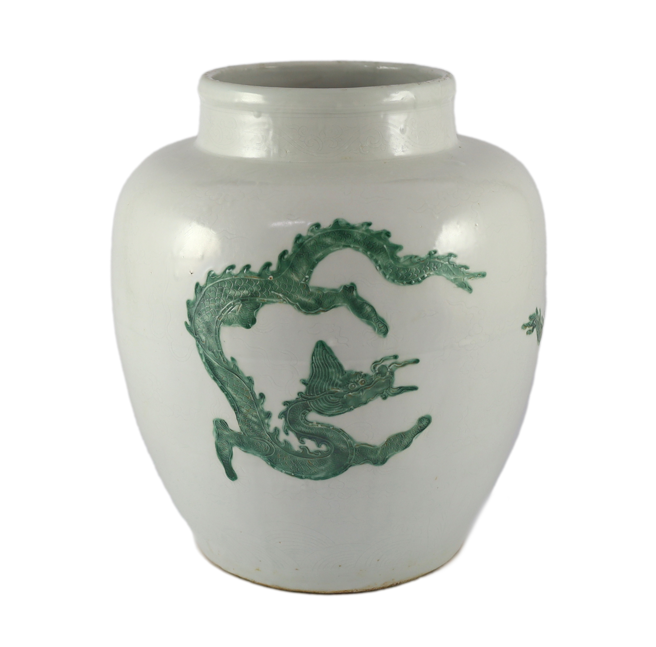 An unusual Chinese Ming style ‘dragon’ jar, 20th century